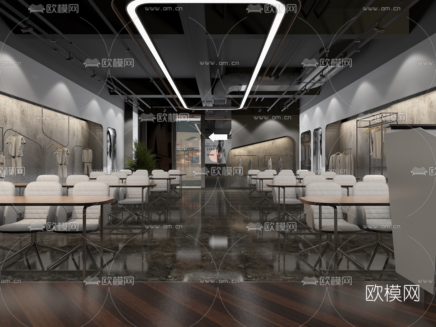 工业风服装店免费3d模型下载（渲染图1）