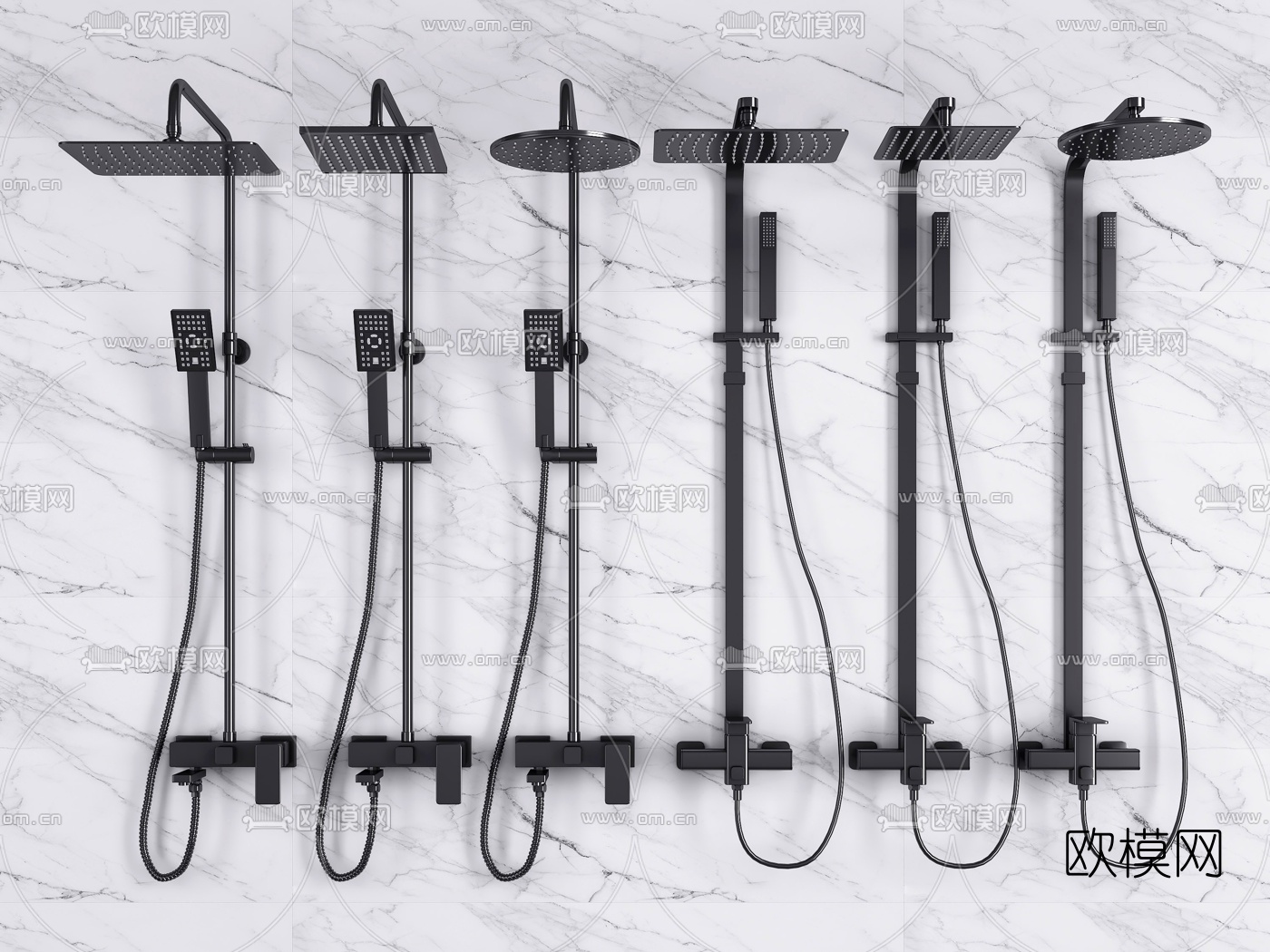 现代淋浴花洒su模型下载（渲染图1）