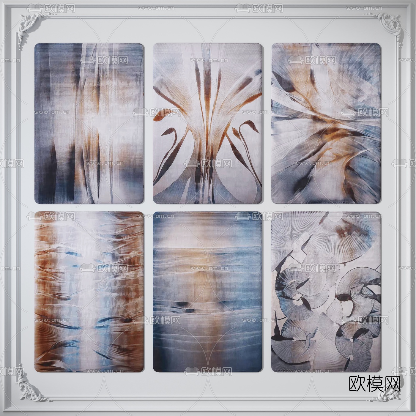 新中式布艺地毯3d模型下载