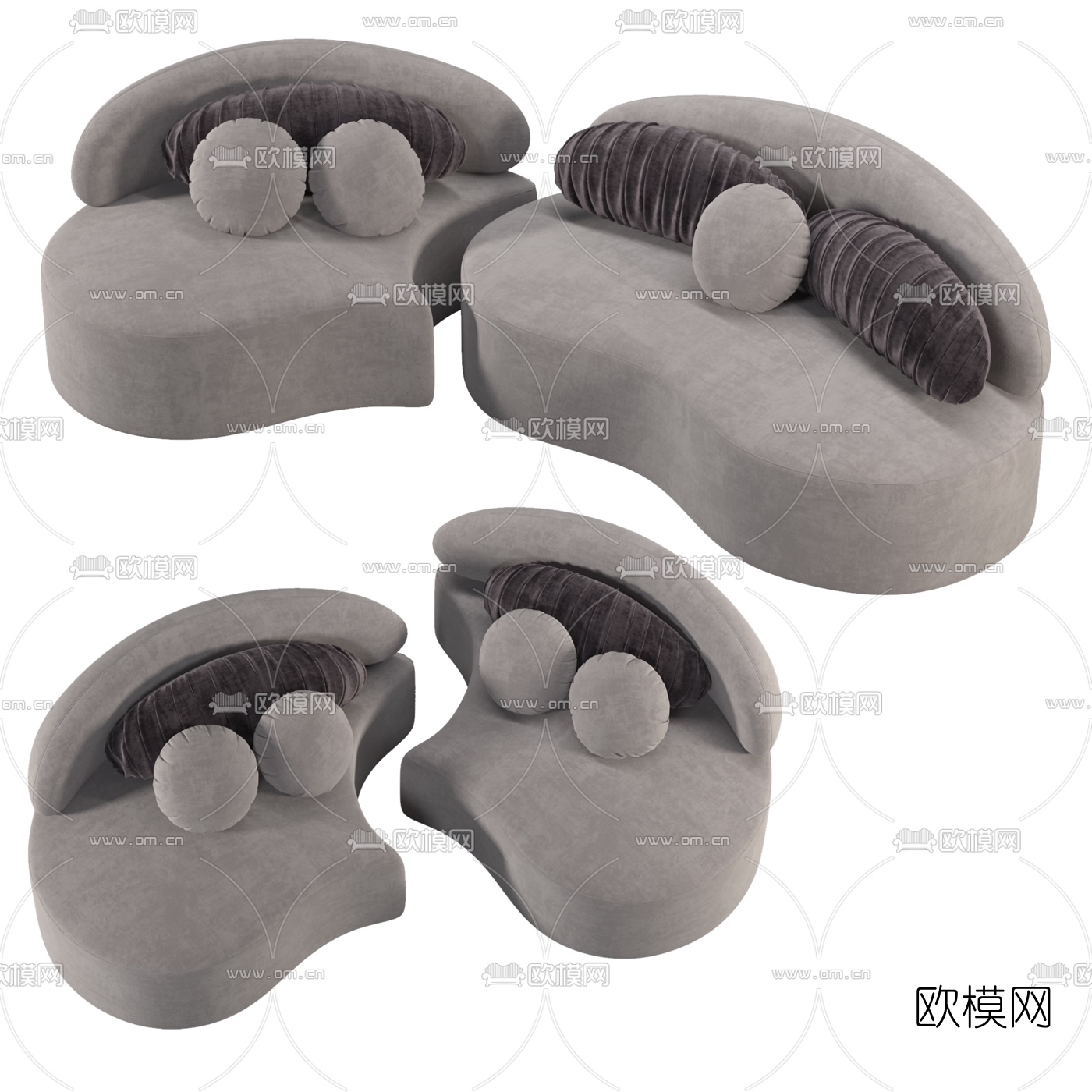 现代布艺异形沙发3d模型
