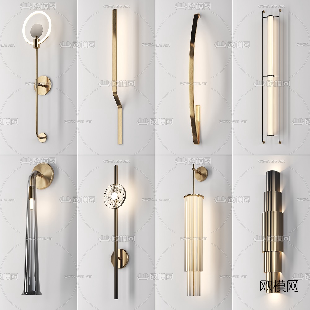 现代金属壁灯3d模型下载（渲染图1）