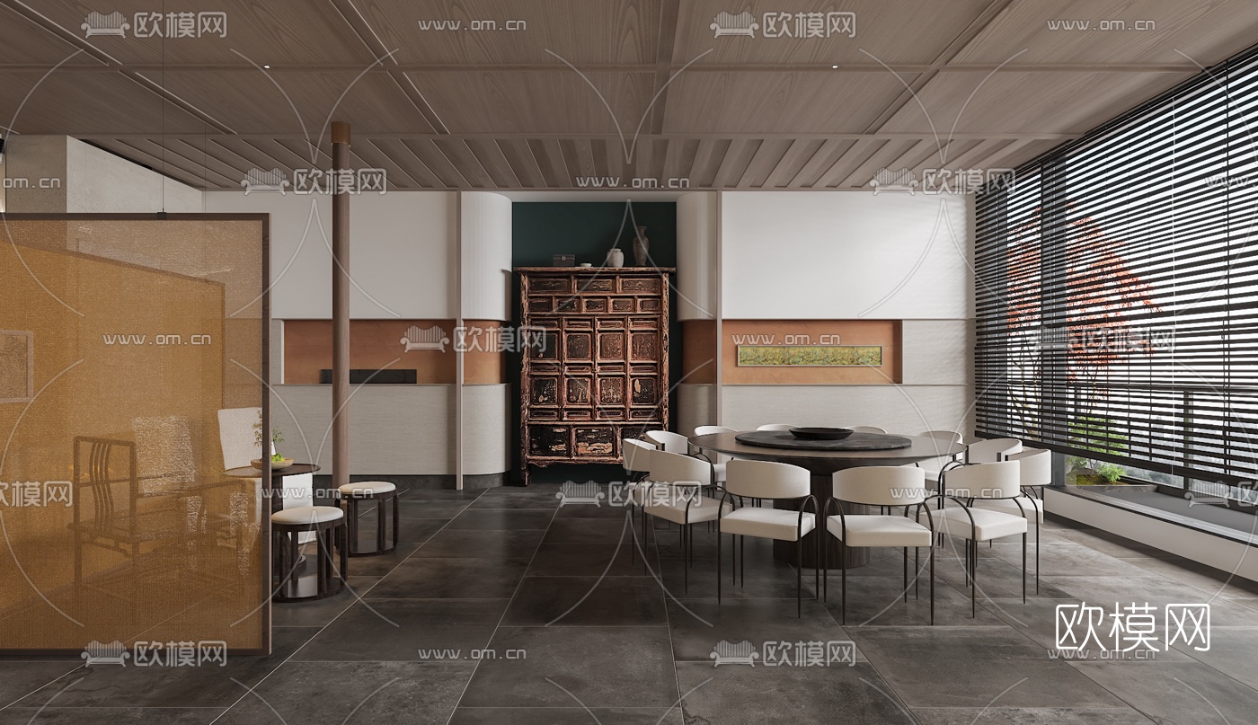 中式餐厅包间3d模型