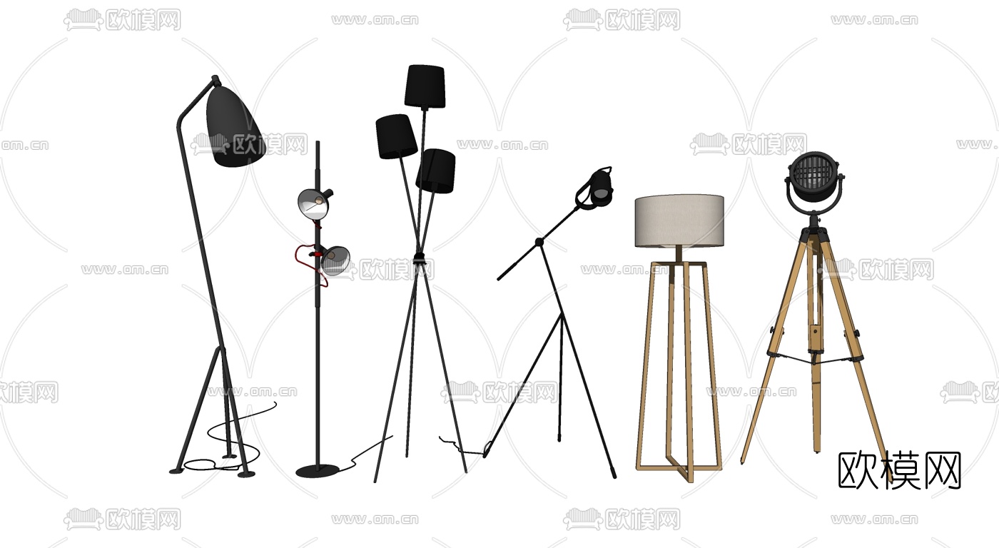 现代金属落地灯su模型下载