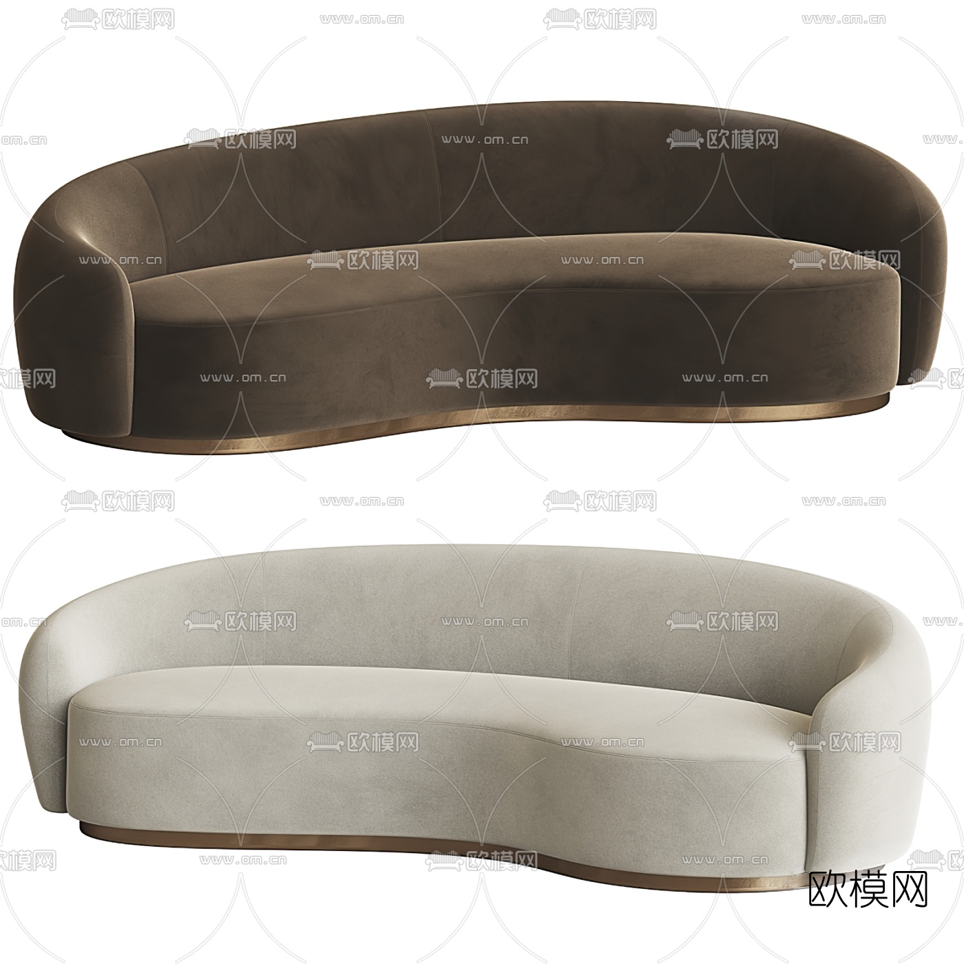 现代绒布弧形沙发3d模型