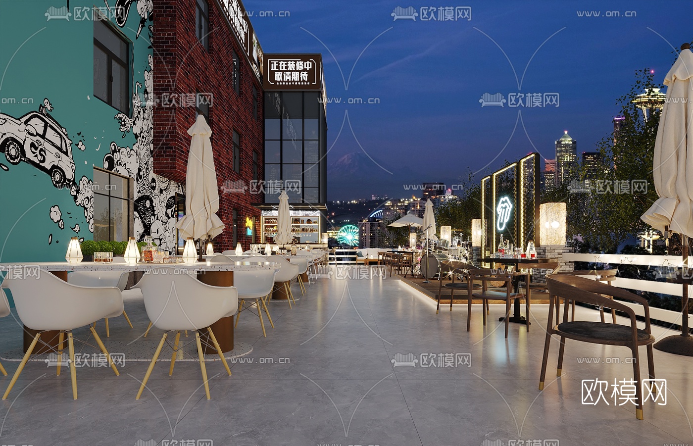 北欧户外露台酒吧3d模型