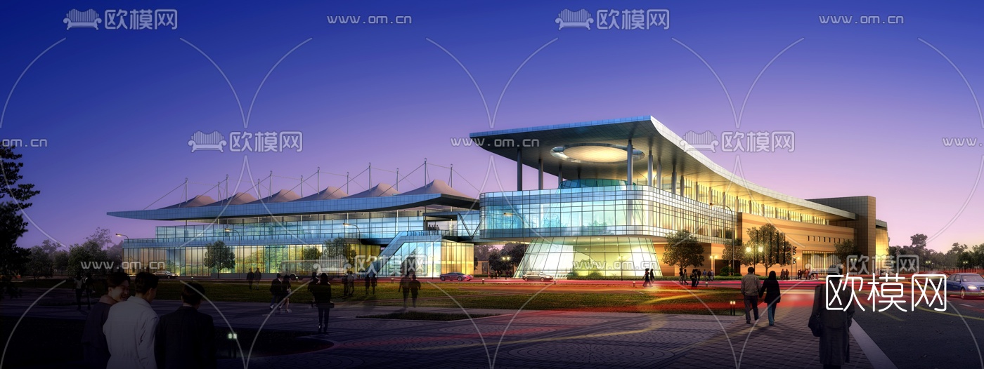 现代汽车车站su模型下载（渲染图2）