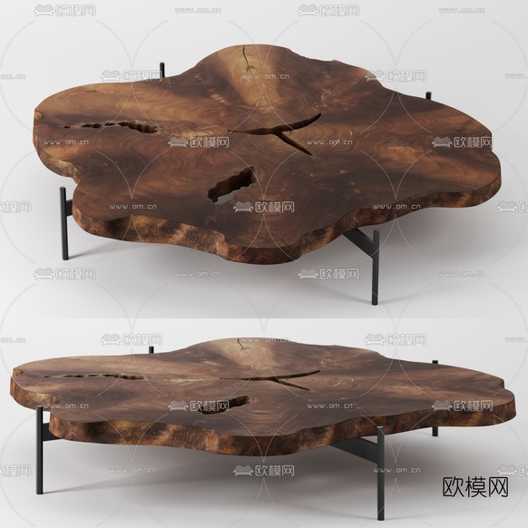 自然风原木年轮茶几3d模型下载
