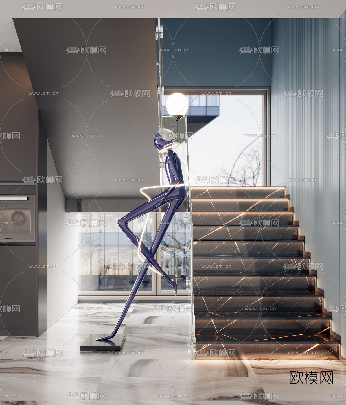 现代轻奢楼梯3d模型