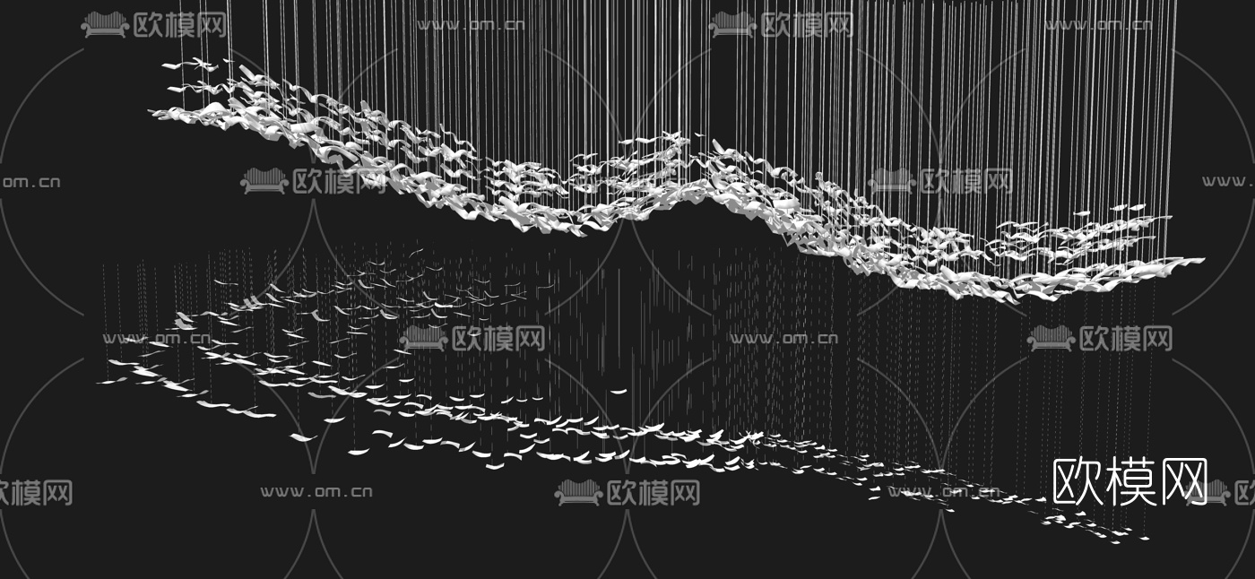 现代大堂展厅吊灯su模型下载（渲染图2）