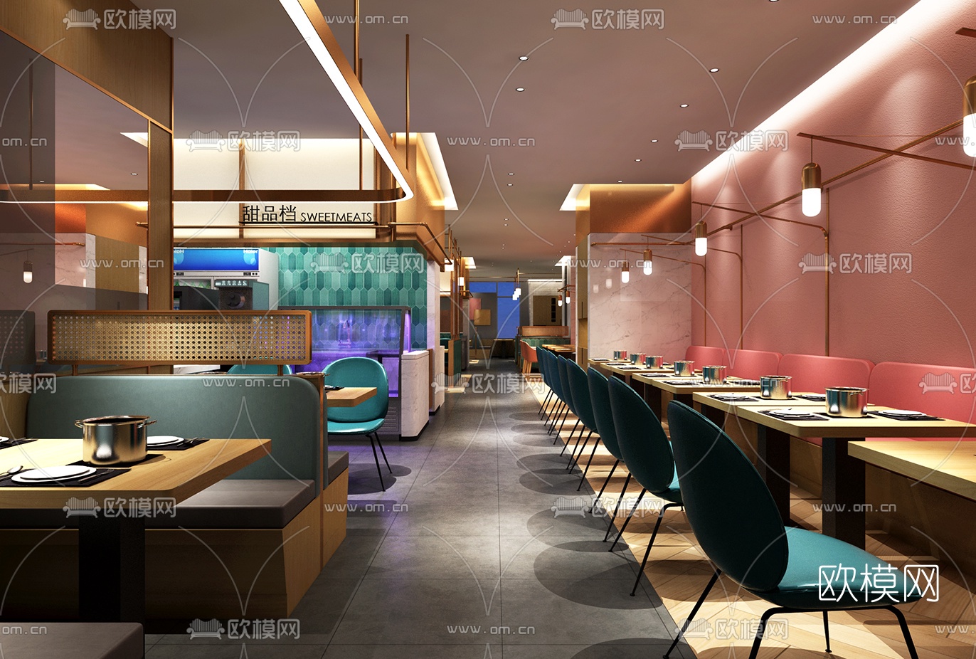 现代海鲜自助餐厅3d模型下载（渲染图1）