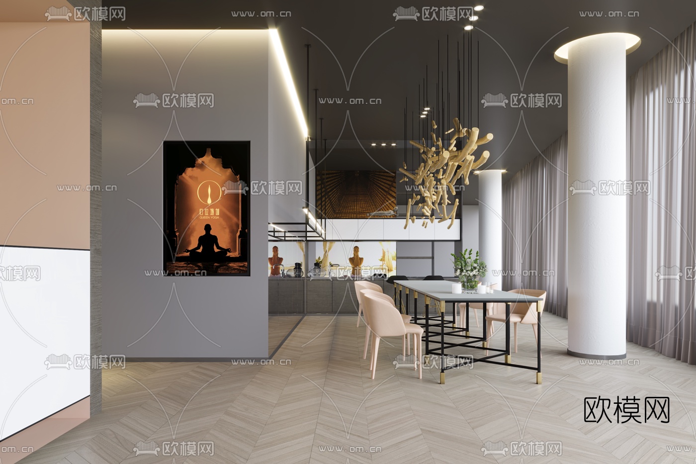 现代简约办公茶水间3d模型