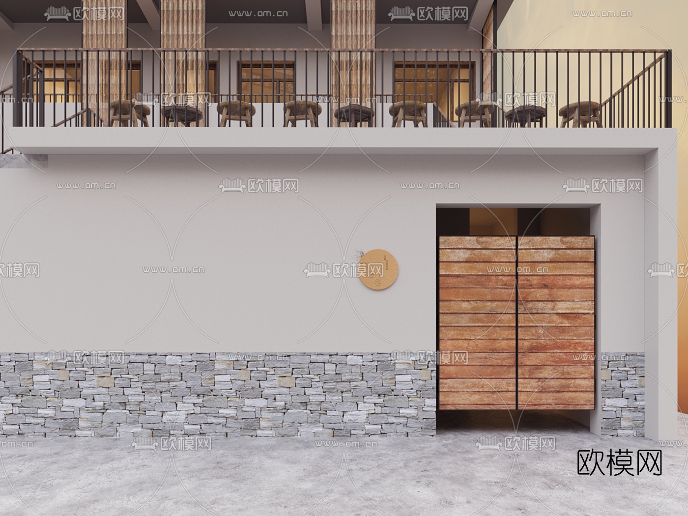 现代民居小院鸟瞰免费3d模型下载（渲染图4）