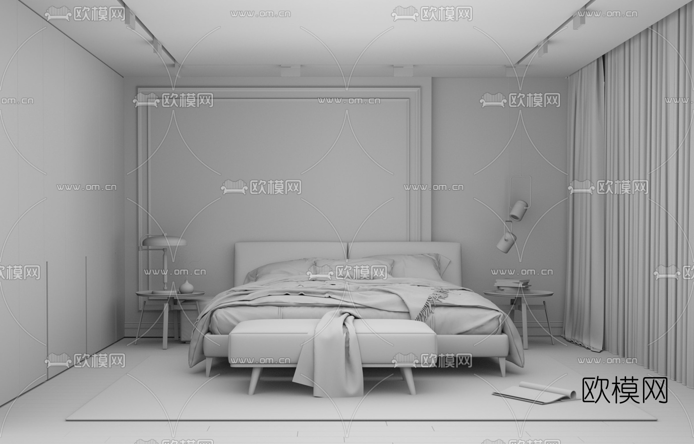现代卧室su模型