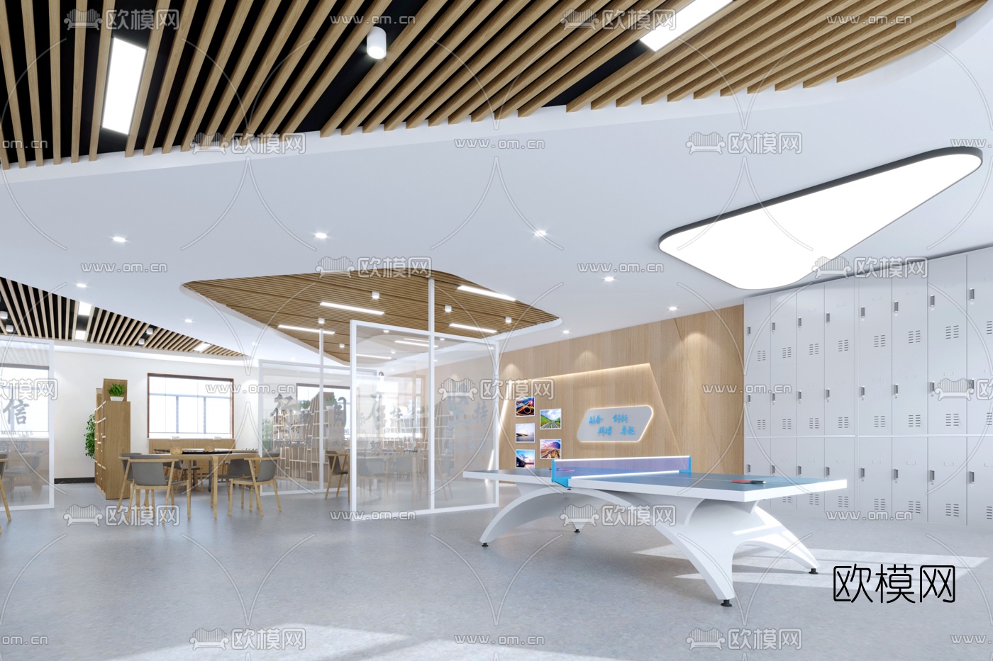 现代图书室活动室3d模型下载（渲染图3）