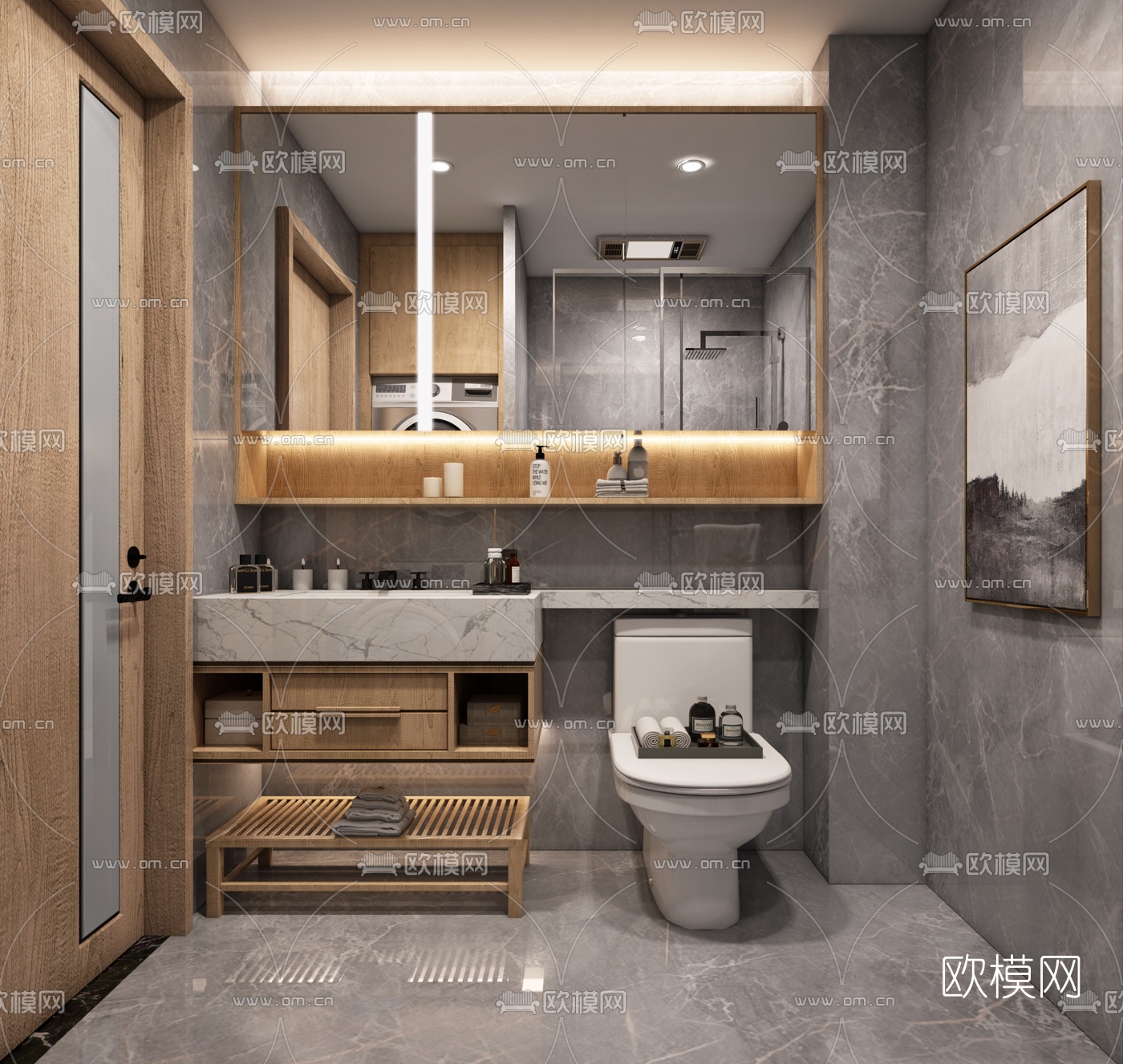 新中式卫生间浴室3d模型
