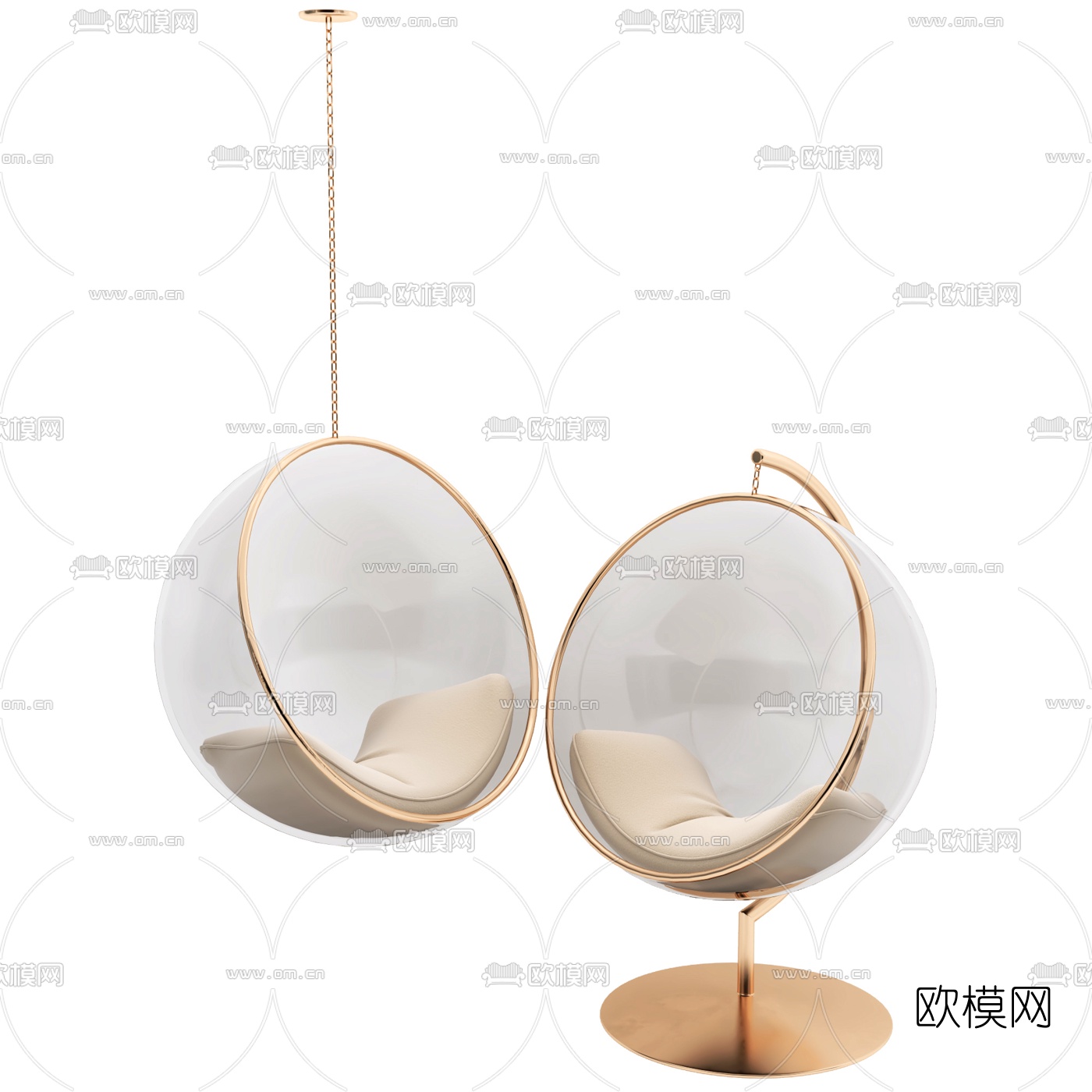 现代玻璃球吊椅休闲椅3d模型