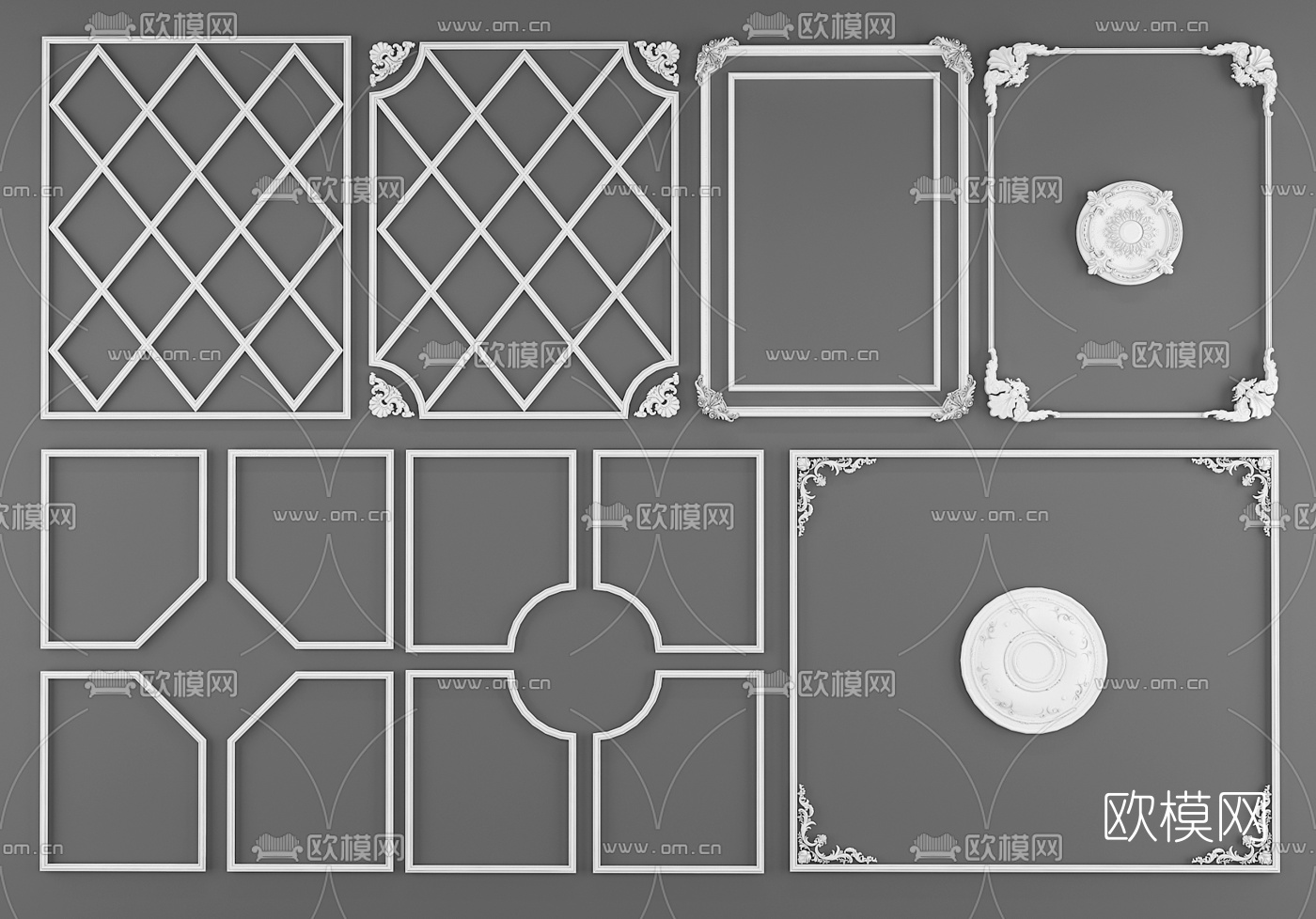 欧式吊顶石膏雕花线条3d模型