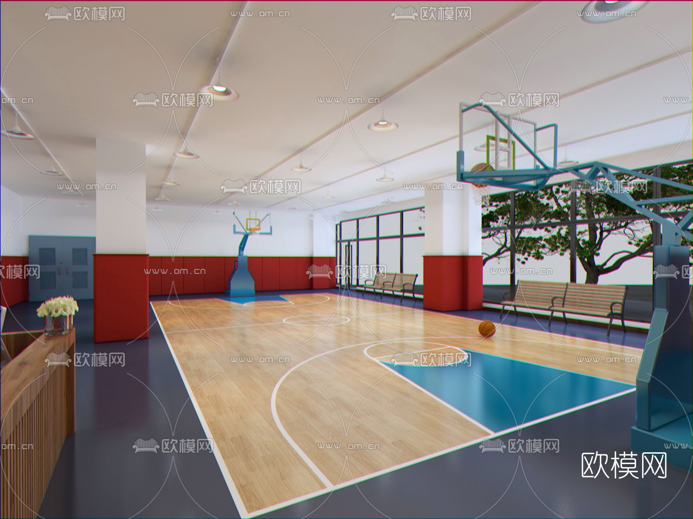 现代室内篮球馆免费3d模型