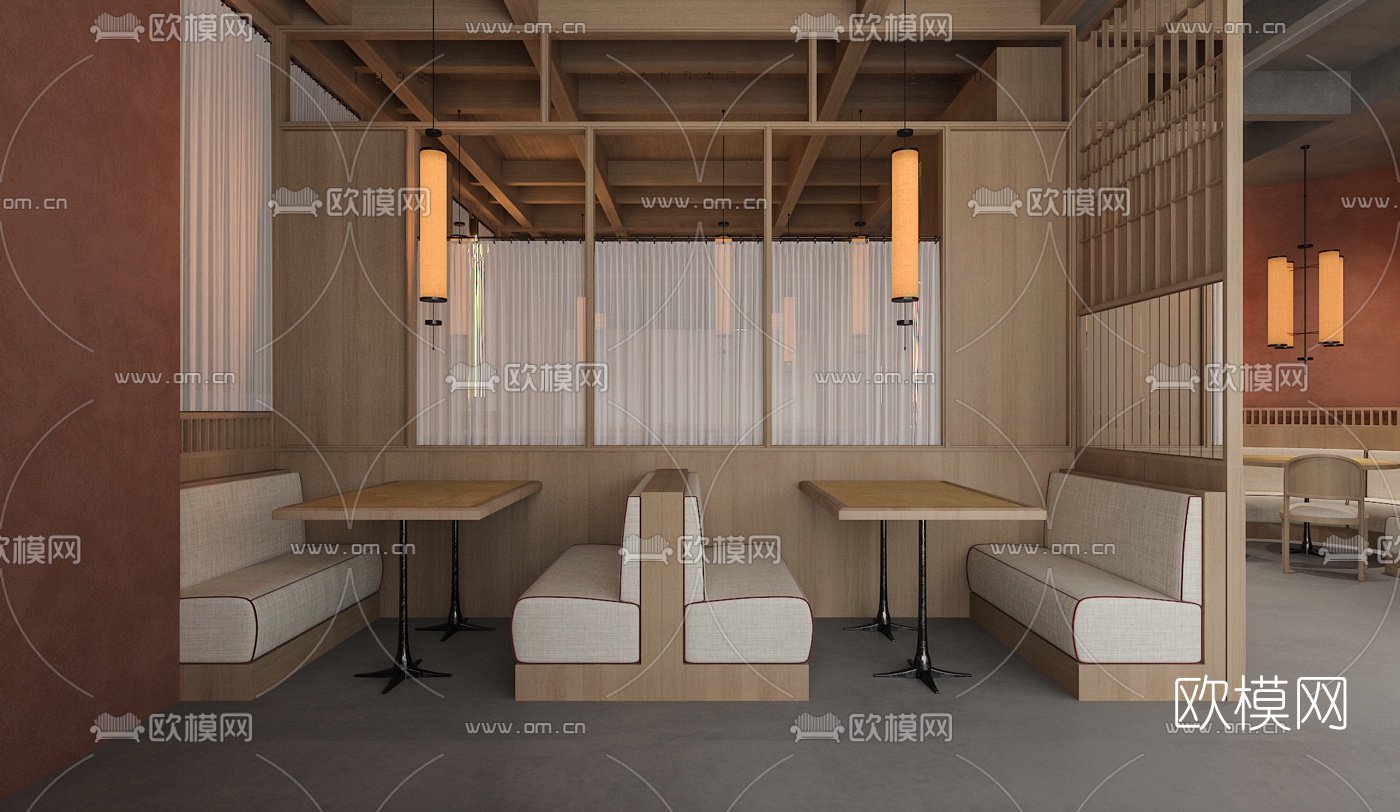 新中式烤肉店3d模型