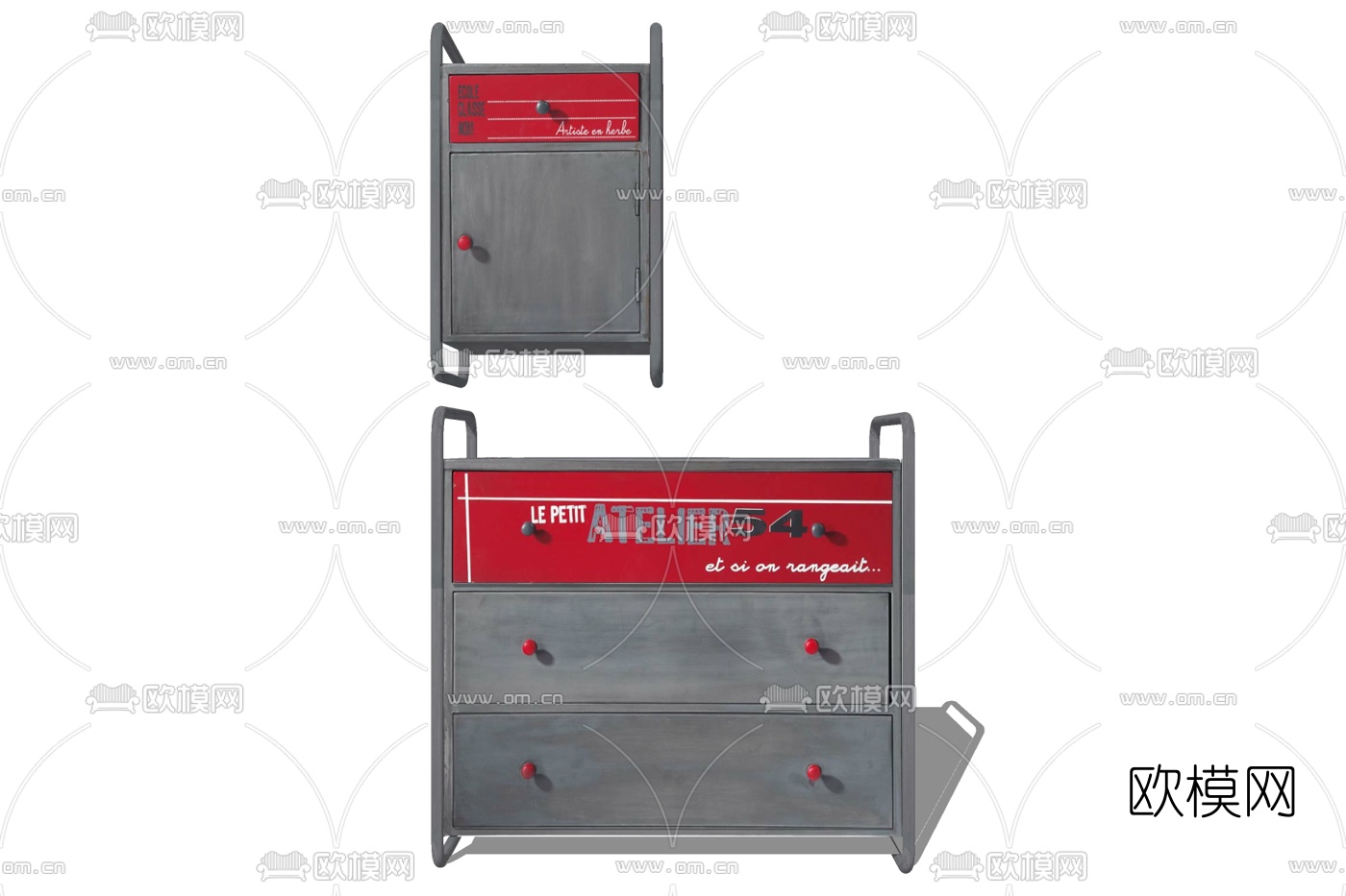 工业风边柜su模型下载