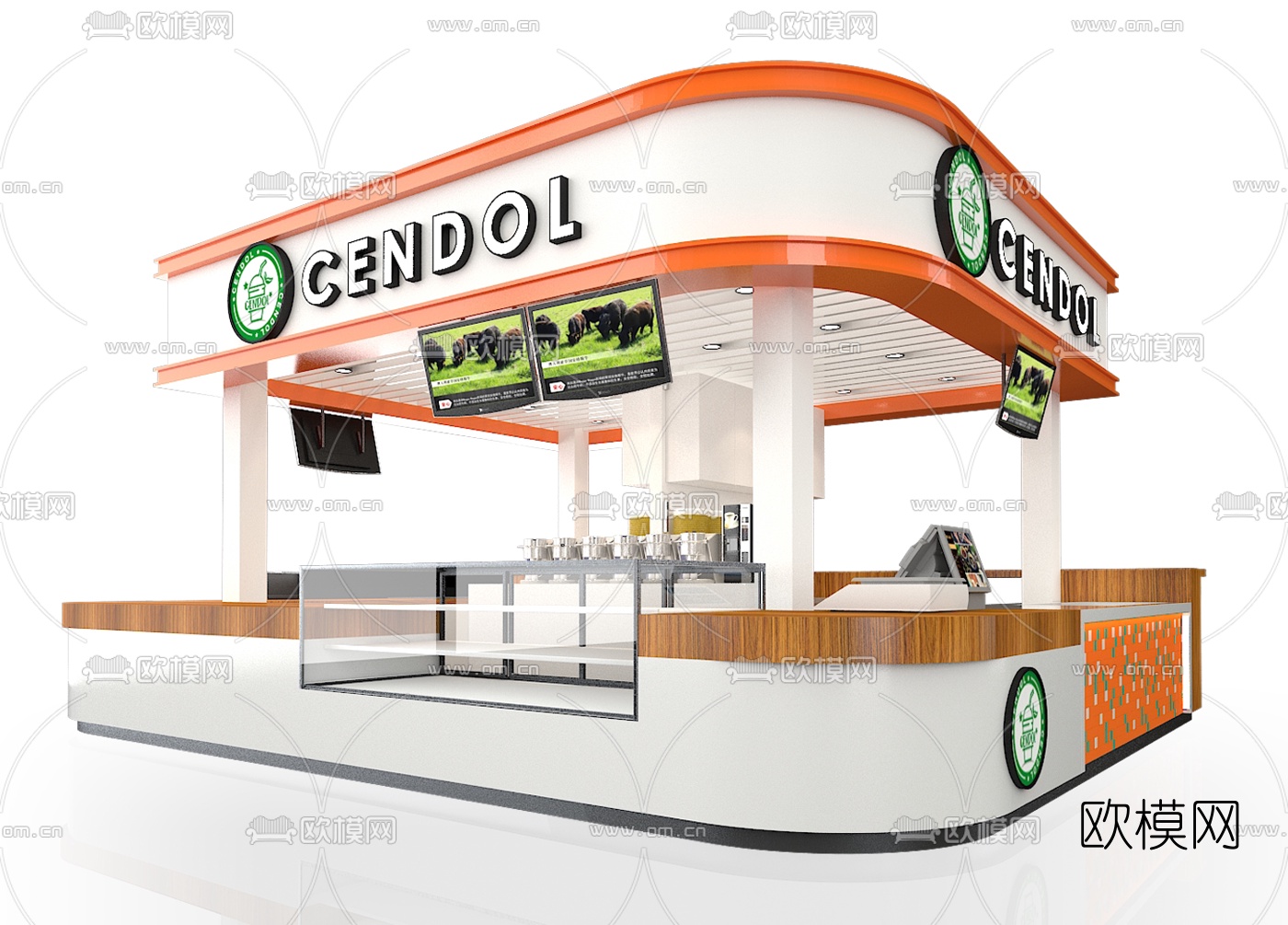 现代奶茶店点餐台3d模型下载