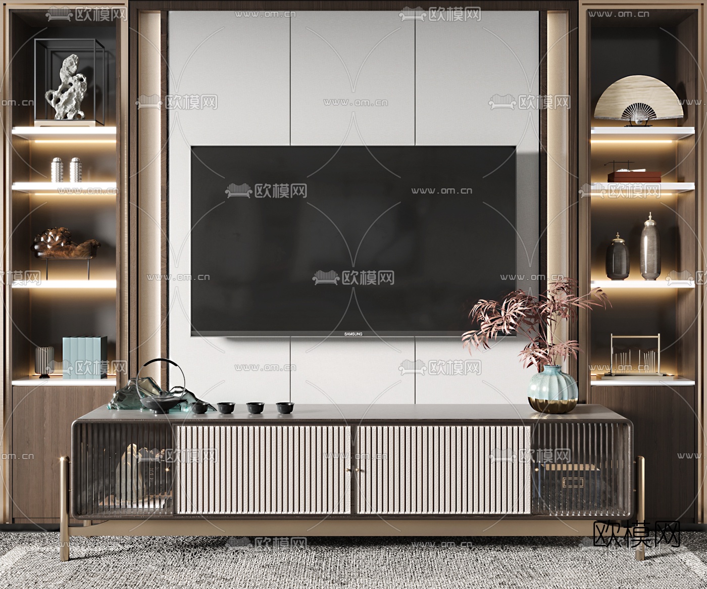 新中式电视柜3d模型