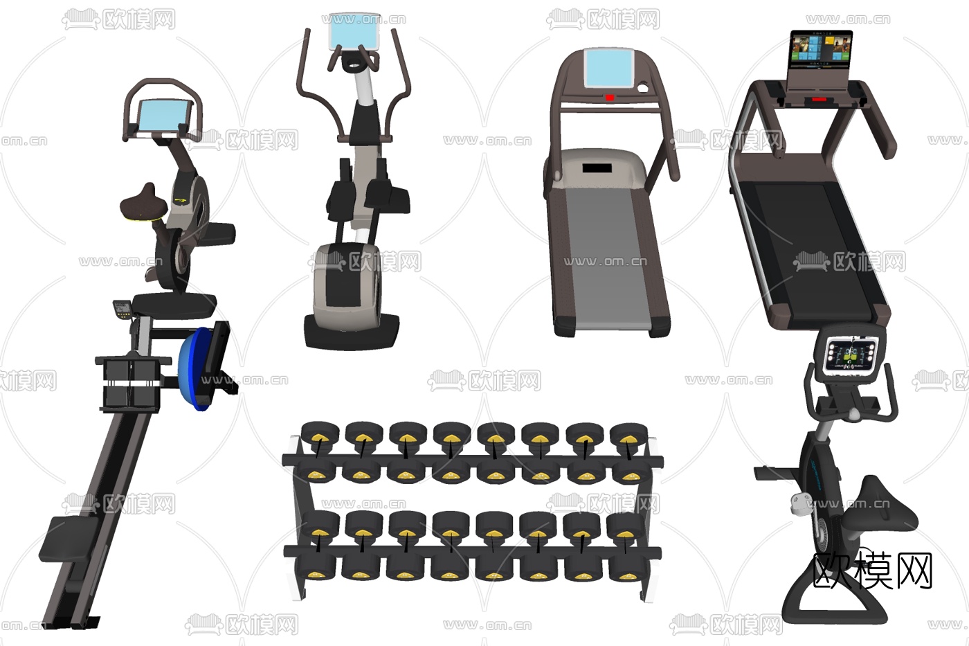 现代健身器材su模型下载