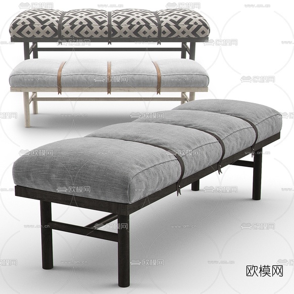 现代床尾凳脚踏3d模型下载(渲染图1)