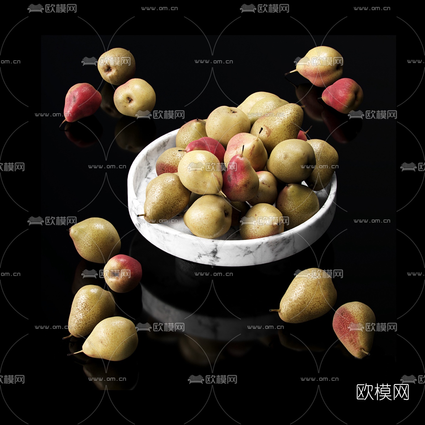 现代梨子水果3d模型下载