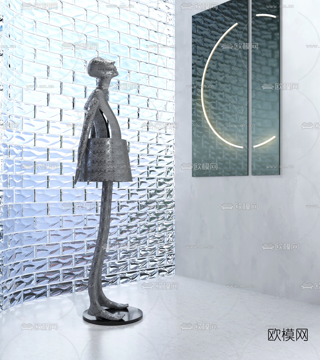 现代艺术人物雕塑摆件3d模型