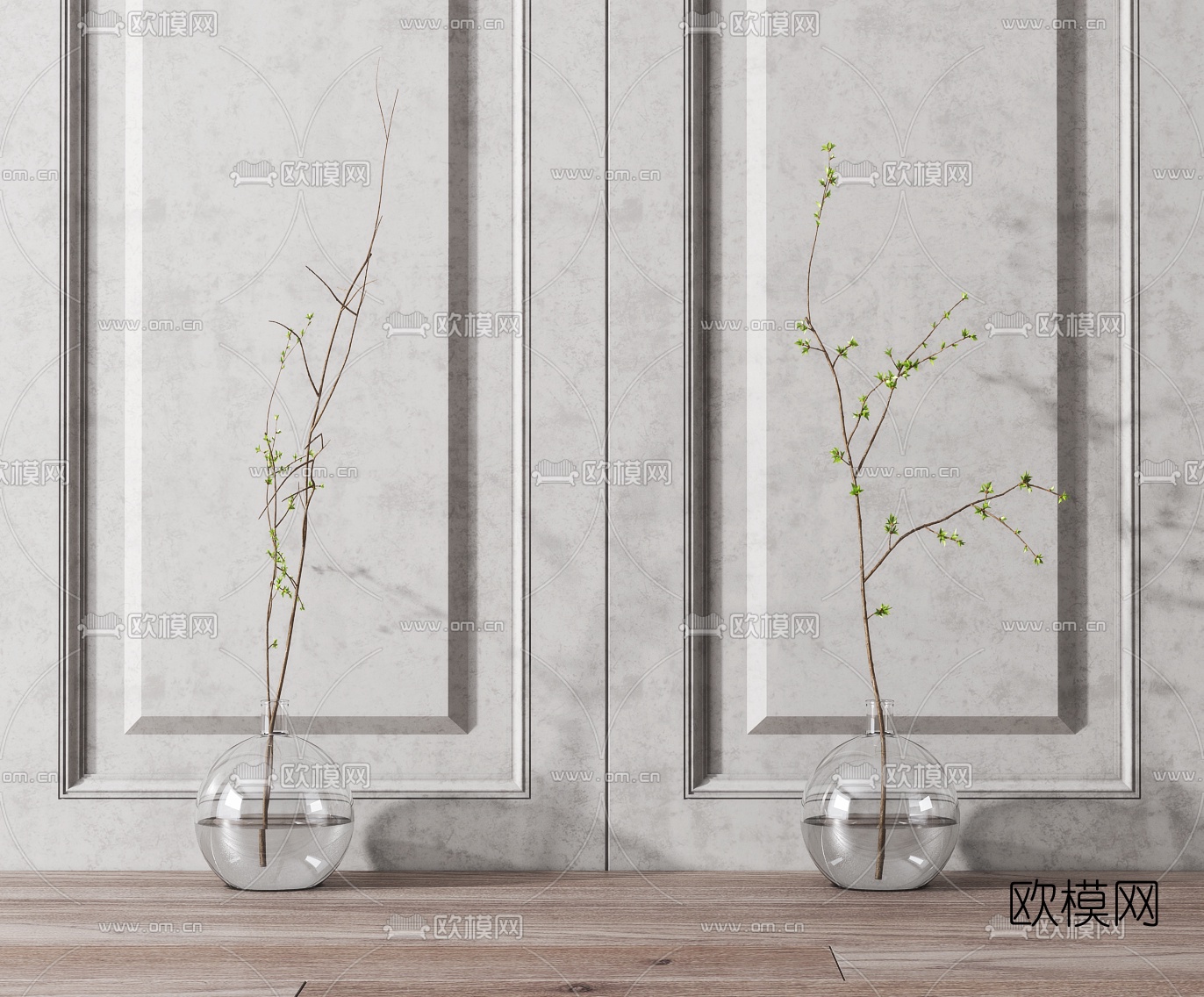 现代水生植物花瓶3d模型下载