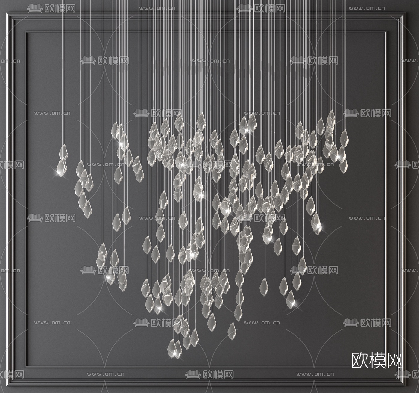现代水晶装饰吊灯3d模型下载