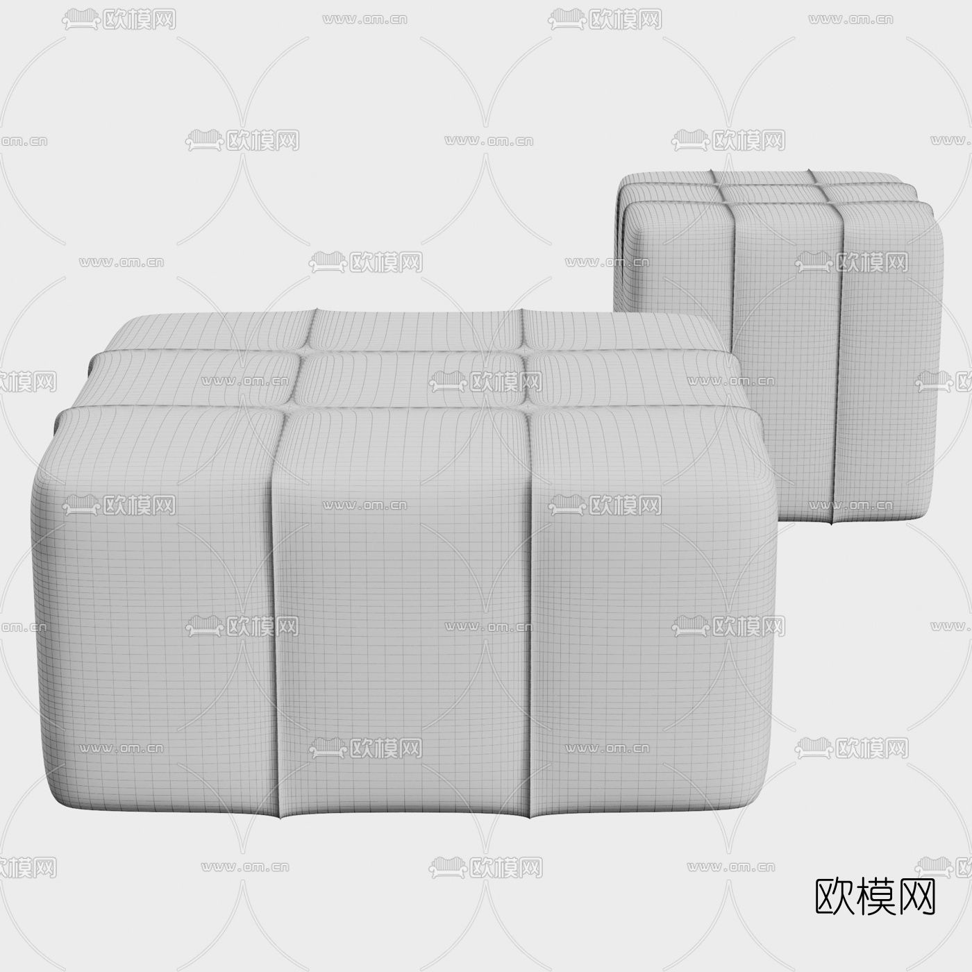 现代布艺沙发凳3d模型下载（渲染图2）