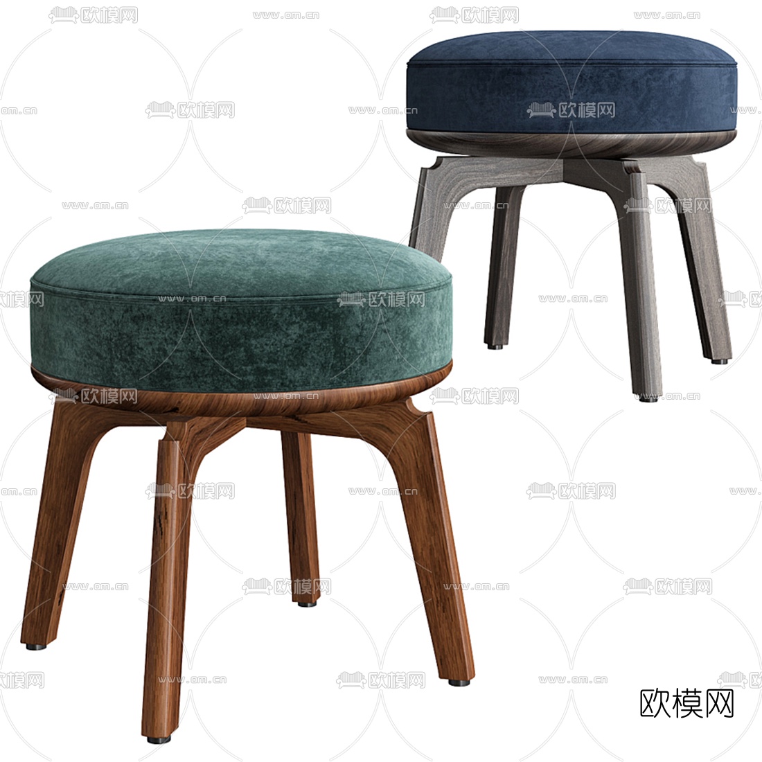 现代绒布凳子3d模型下载
