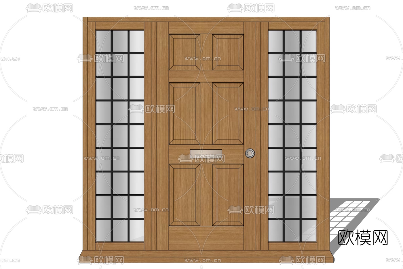 现代实木单开门免费su模型下载