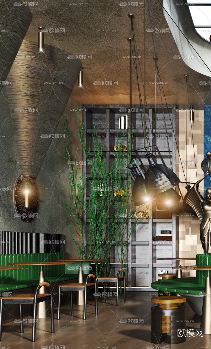 东南亚咖啡厅3d模型下载（渲染图2）