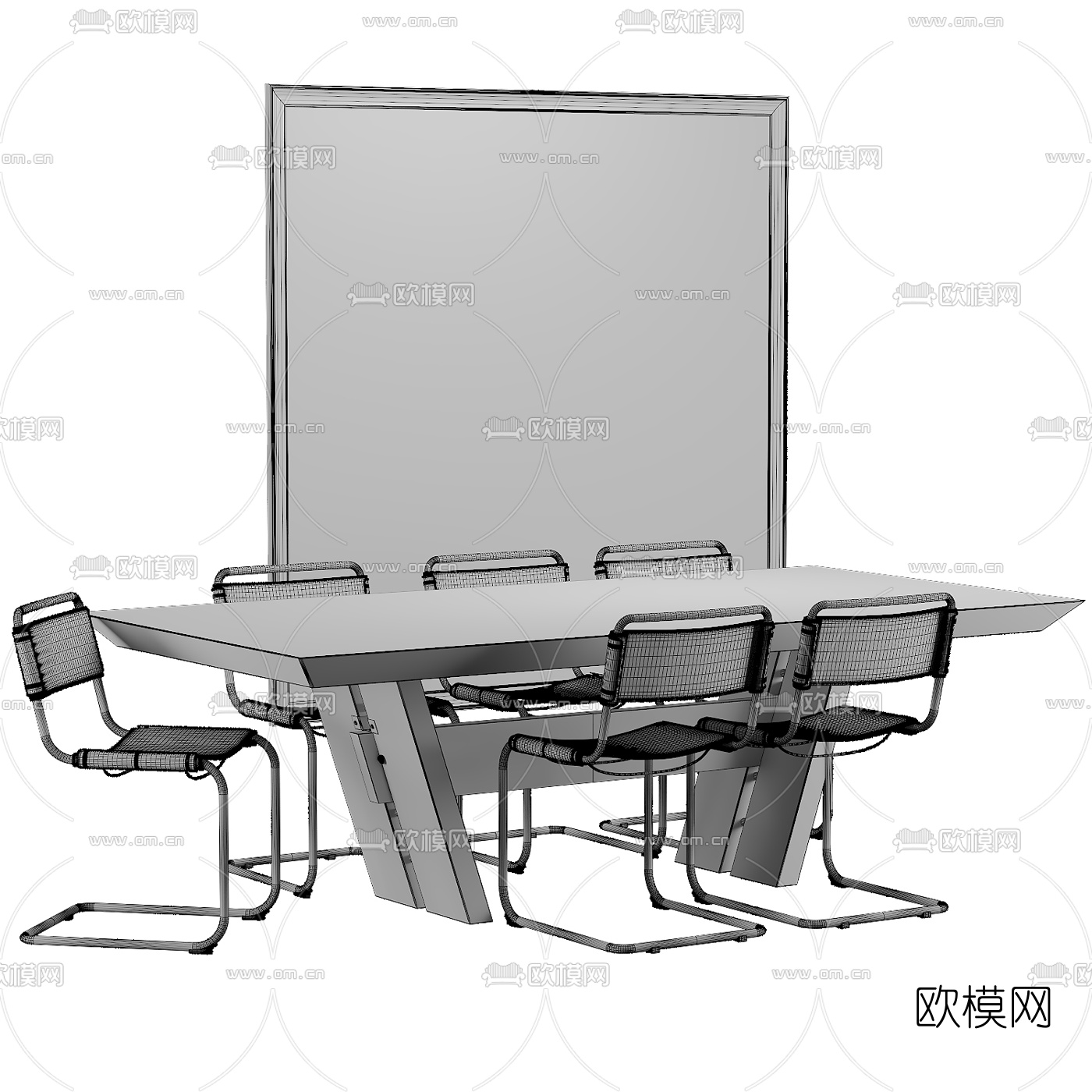 工业风会议台办公椅3d模型