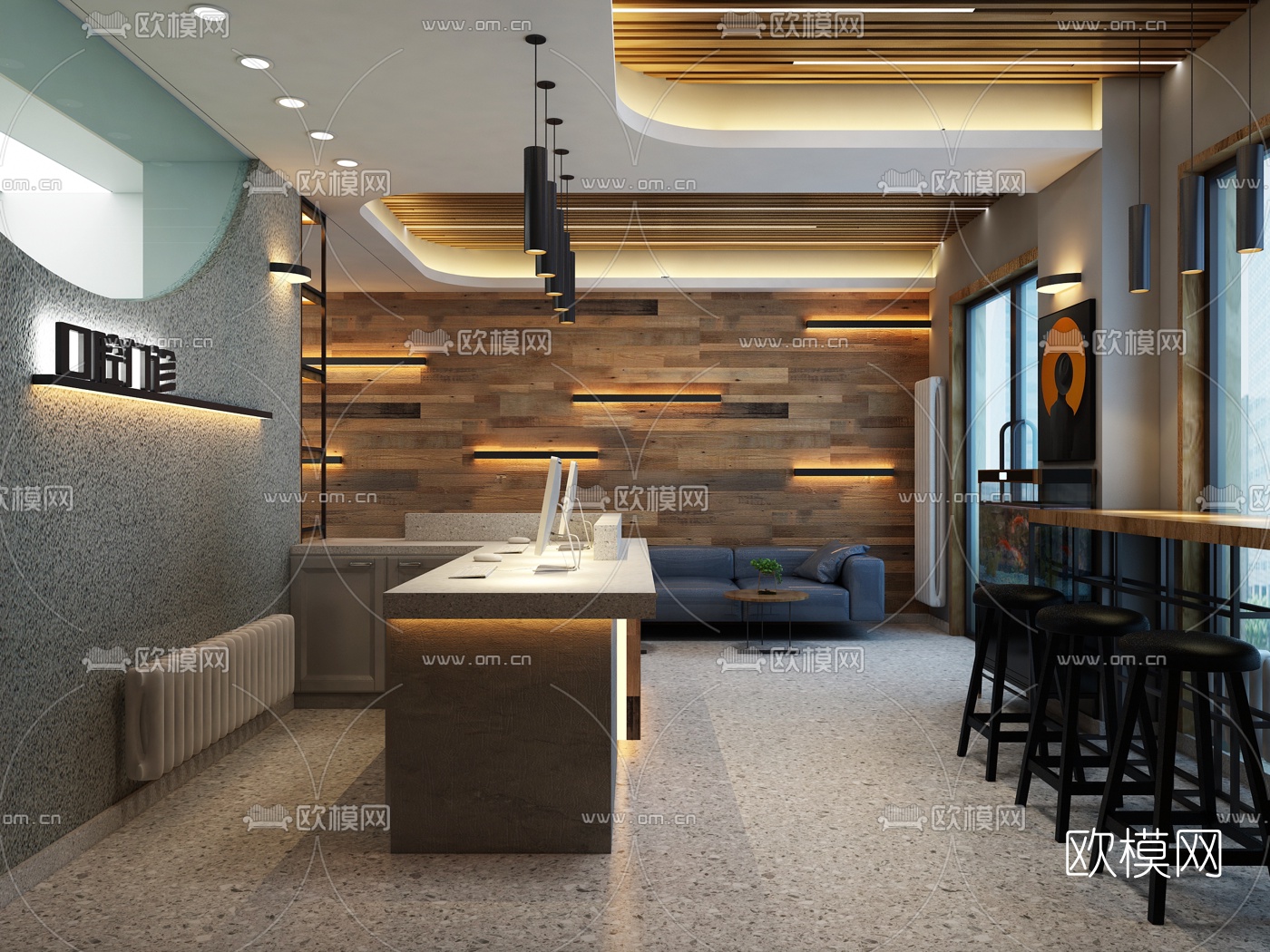 现代口腔门诊3d模型下载（渲染图3）