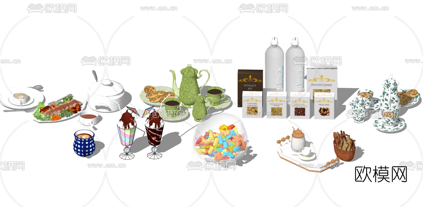 现代蛋糕甜品su模型下载