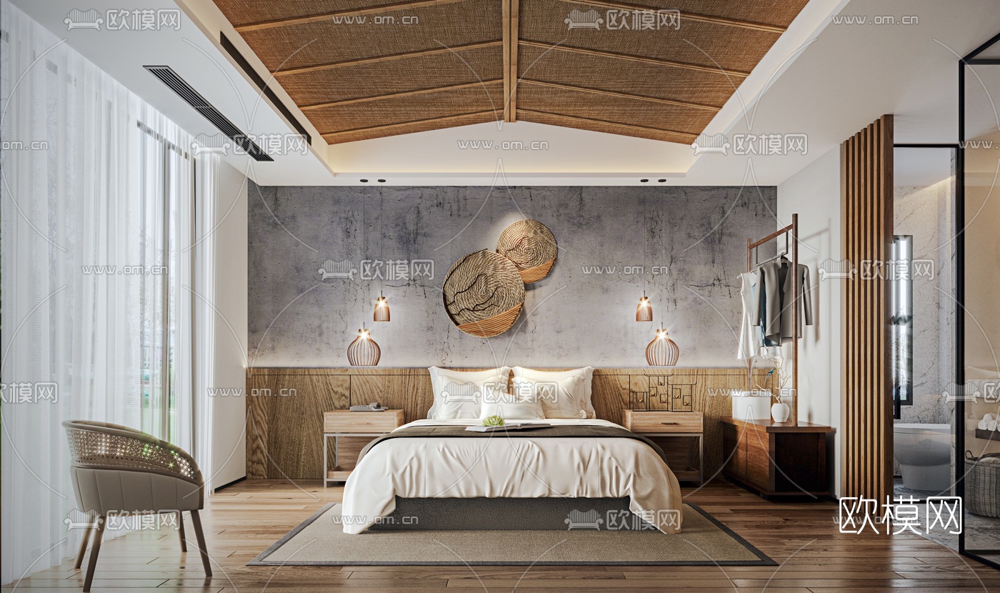 自然风民宿酒店客房3d模型