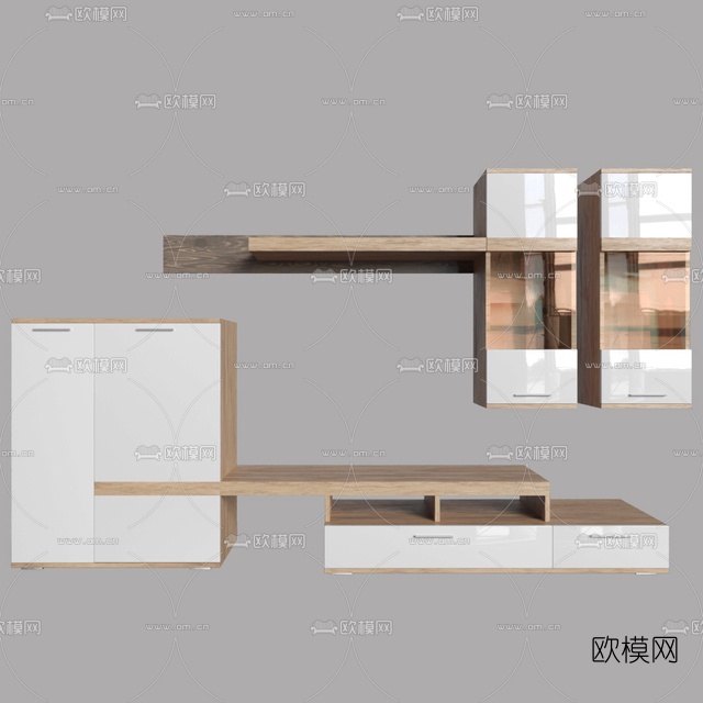 北欧实木电视柜免费3d模型下载
