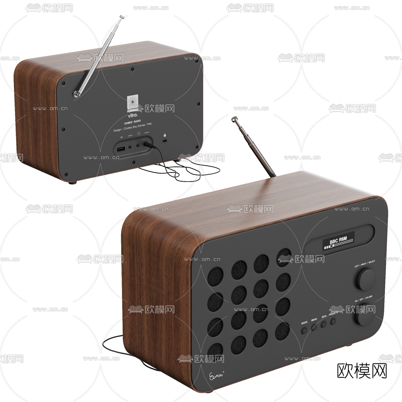 现代木质收音机3d模型