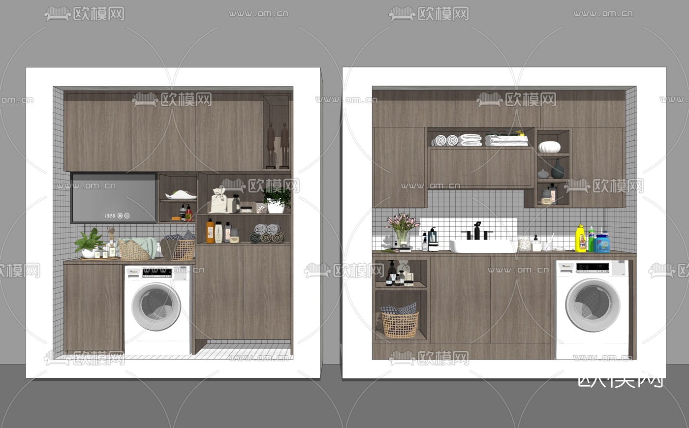 现代阳台洗衣机su模型下载