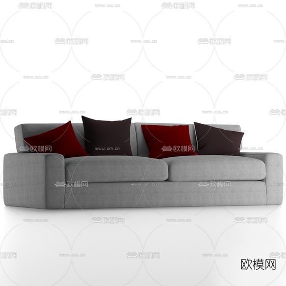 现代布艺双人沙发免费3d模型下载