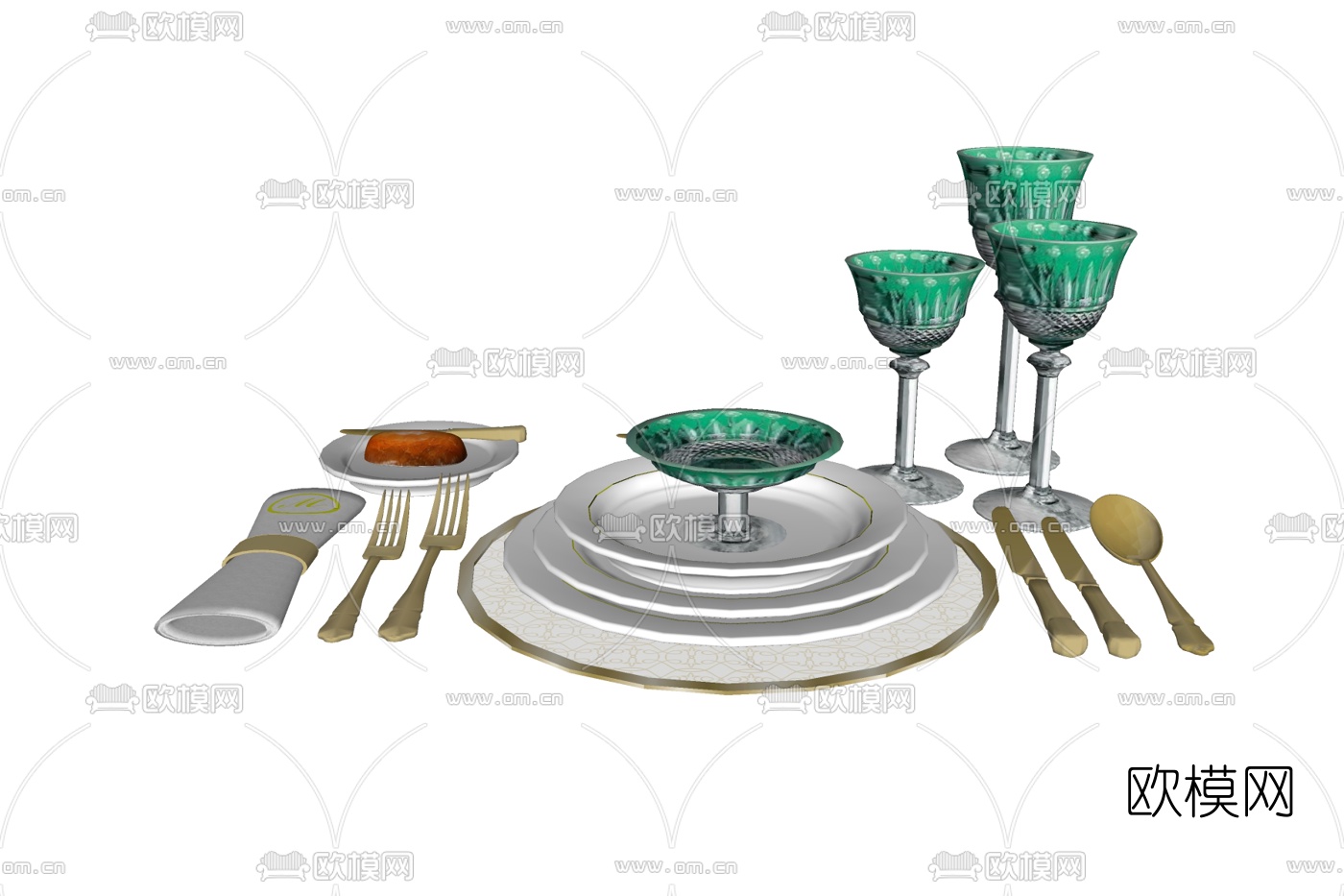 现代餐具su模型下载