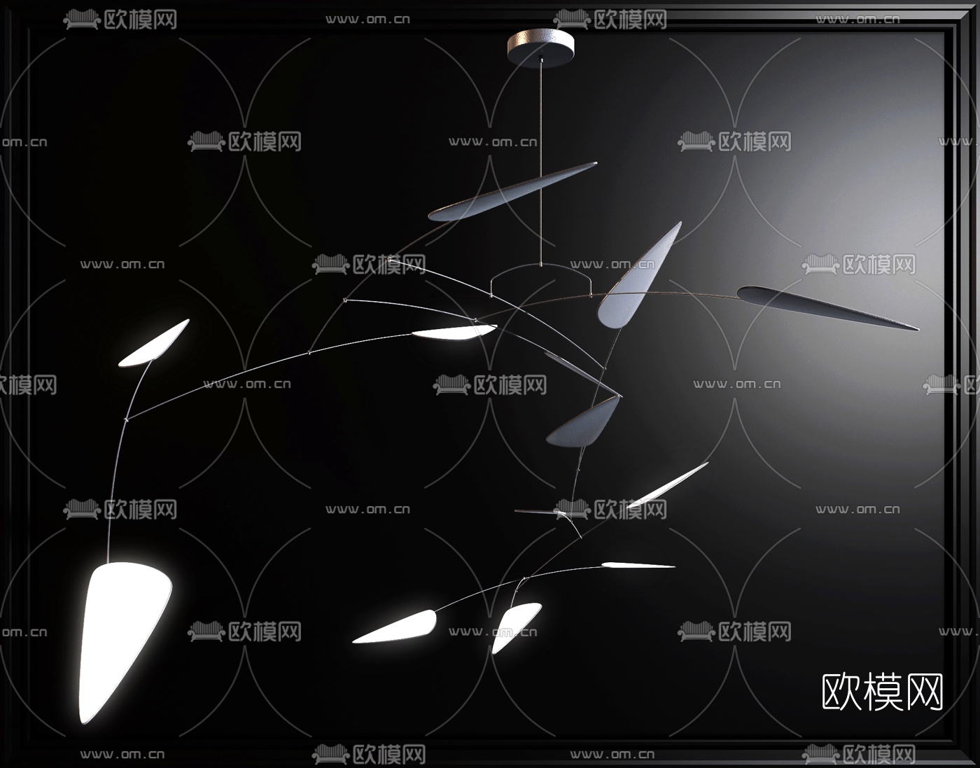 现代叶片花瓣装饰吊灯3d模型