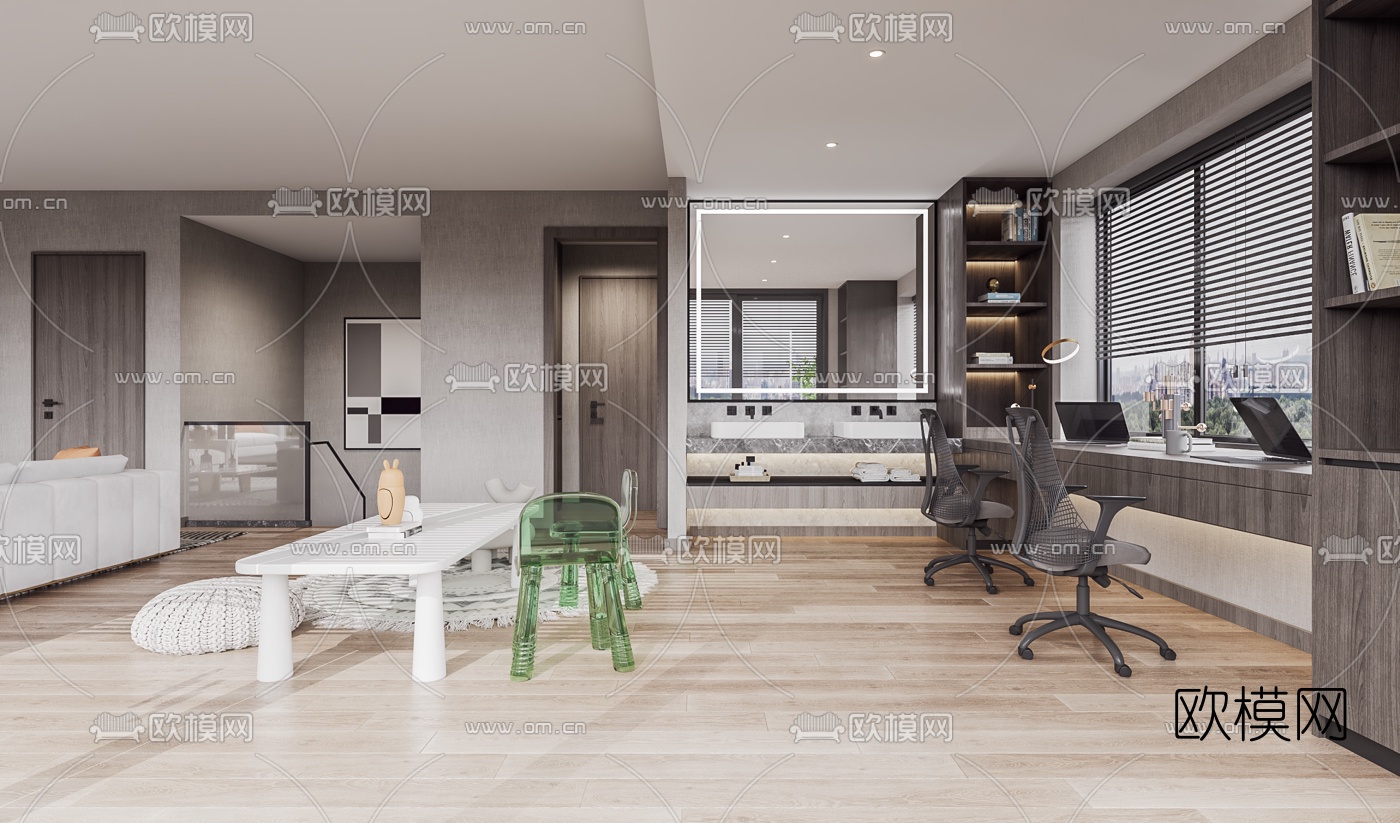 现代简约客厅3d模型