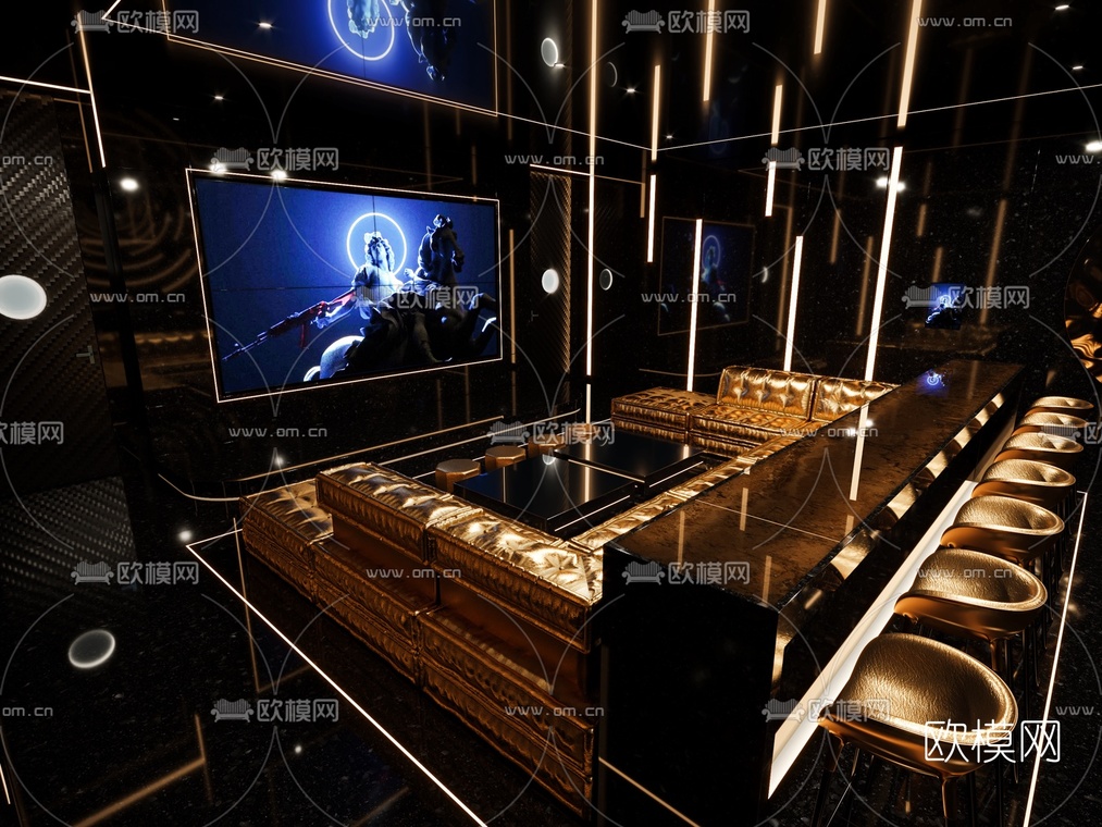 现代豪华KTV包房3d模型下载_ID10202752_3dmax免费模型-欧模网