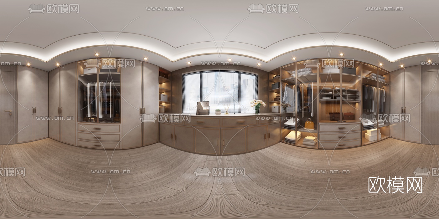 现代轻奢衣帽间vr全景3d模型