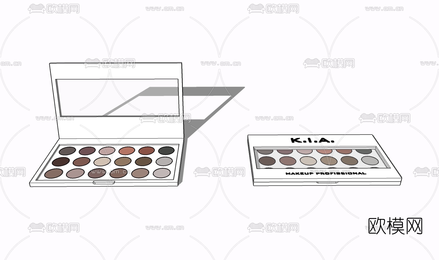 现代粉底盒免费su模型下载